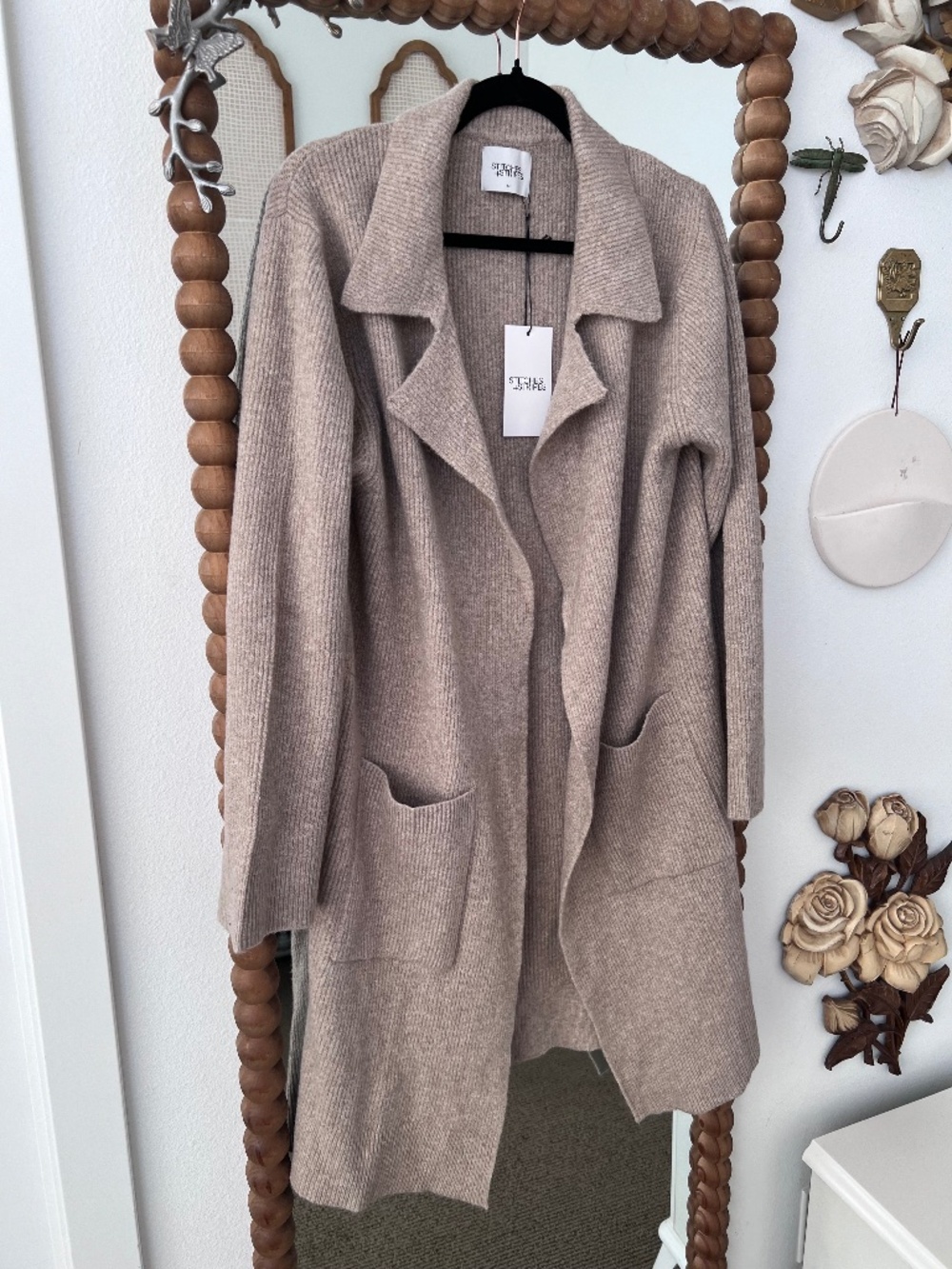 NWT Stitches + Stripes Long Coatigan Cardigan Taupe Size M $158